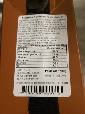 Assortiment de bonbons de chocolat