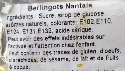 Berlingot ingredients label