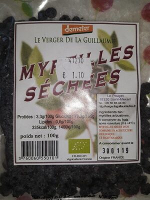 Myrtilles séchées front packaging