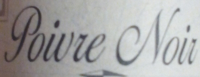 Poivre Noir ingredients label
