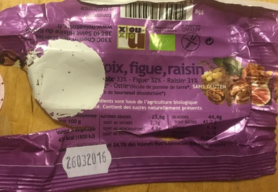 Barre noix, figue, raisin front packaging