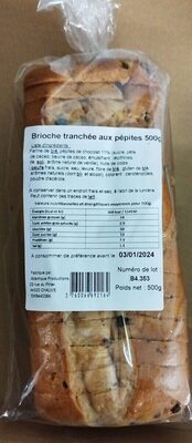 Brioche tranchée aux pépites de chocolat