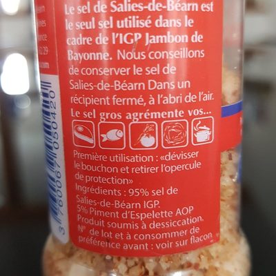Sel de Salies de Béarn au piment d'Espelette ingredients label