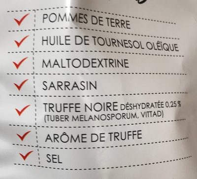 La véritable chips cuite au chaudron Truffe noire ingredients label