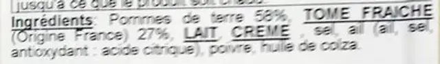 Truffade à l'Auvergnate ingredients label