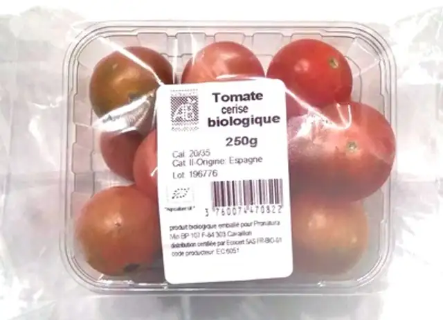 Tomate cerise biologique front packaging