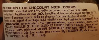 Mendiant Noir ingredients label