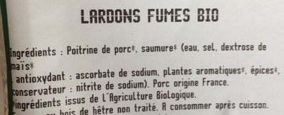 Lardon fume ingredients label
