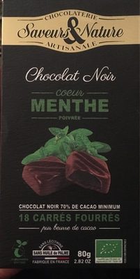 Chocolat noir coeur menthe poivrée front packaging