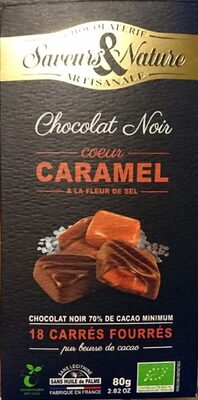 Chocolat noir cœur caramel à la fleur de sel front packaging