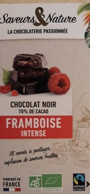 Chocolat noir 70% de cacao framboise intense
