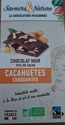Chocolat noir cacahuètes front packaging