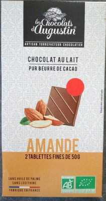 Chocolat au lait pur beurre de cacao amande