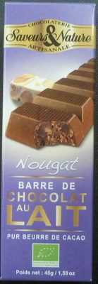Nougat - Barre de Chocolat au Lait