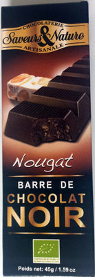 Barre de chocolat noir nougat bio