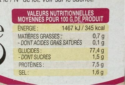 Risoto aux asperges nutrition facts table