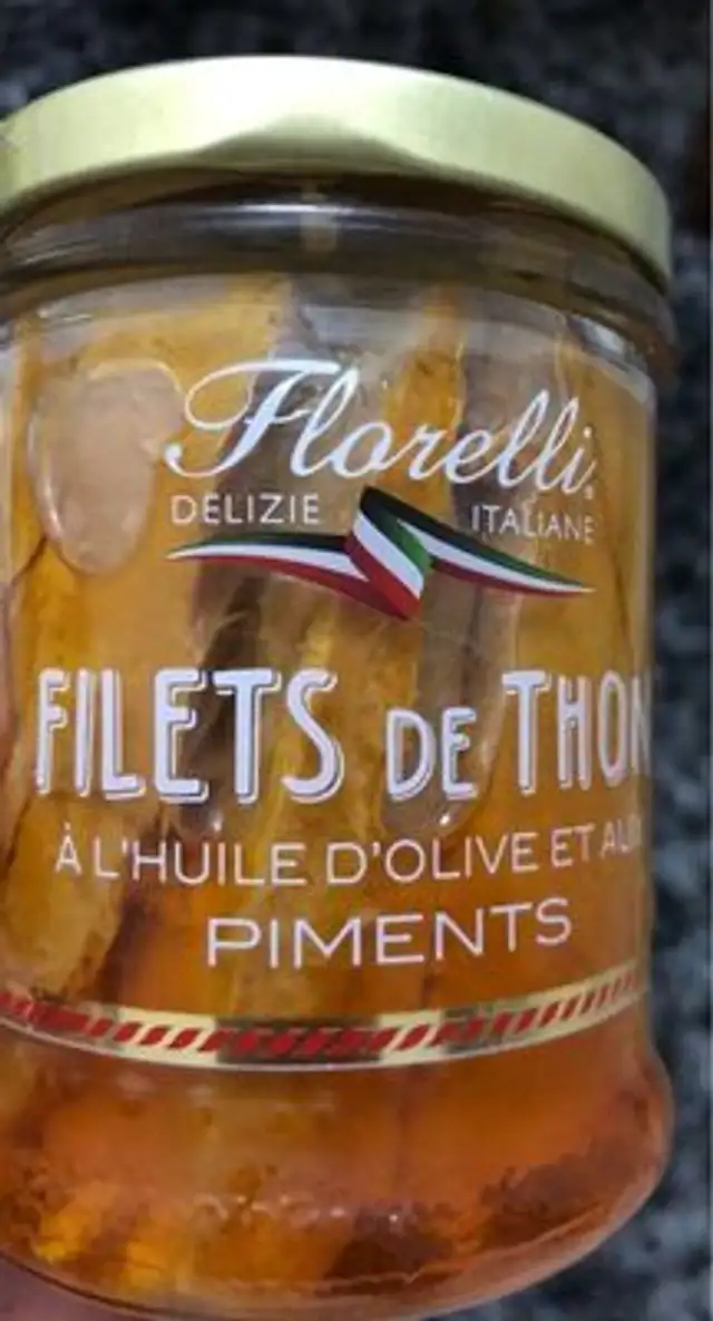 Filets de thon à l'huile d'olive et aux piments front packaging