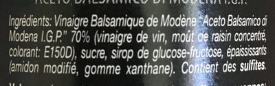 Crème de balsamique ingredients label