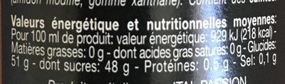 Crème de balsamique nutrition facts table