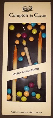 tablette chocolat noir Joyeux anniversaire front packaging