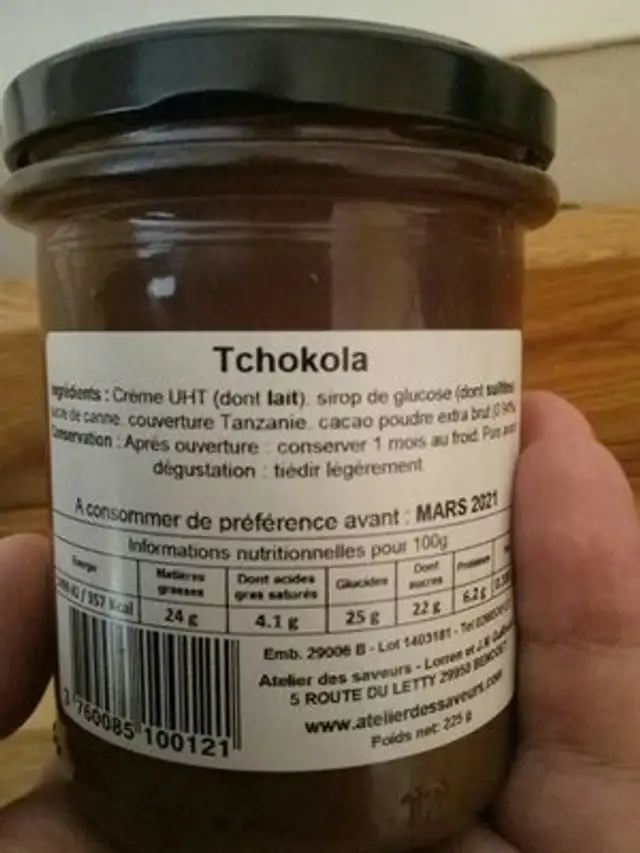 Tchokola Grand Cru De Tanzanie 75% De Cacao ingredients label