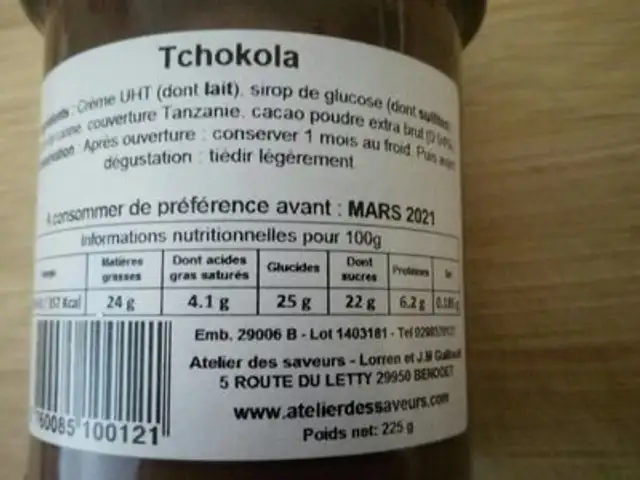 Tchokola Grand Cru De Tanzanie 75% De Cacao nutrition facts table