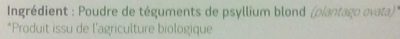 Psyllium blond BIO - sachet ingredients label