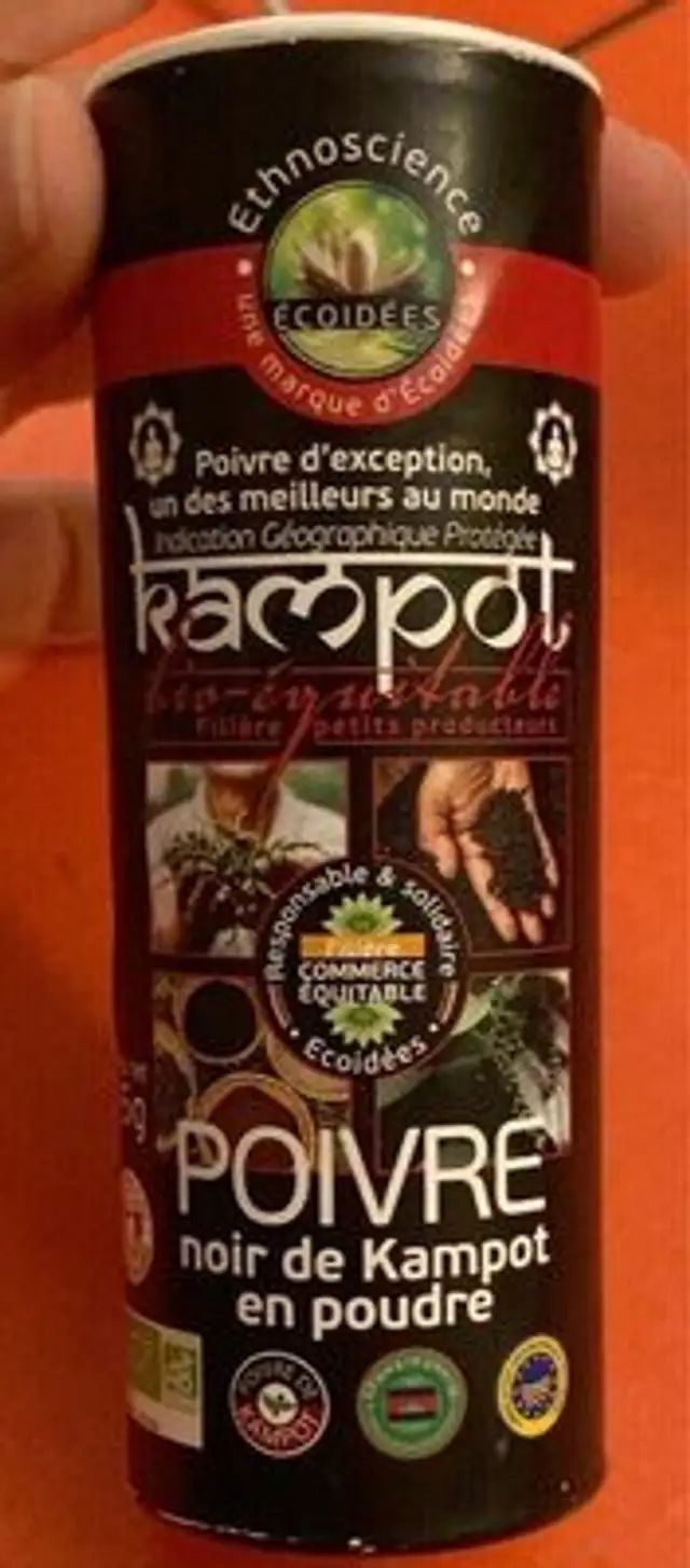 Poivre noir de Kampot en poudre front packaging