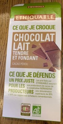 Chocolat lait tendre et fondant