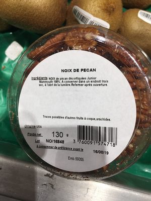 Noix de pecan front packaging