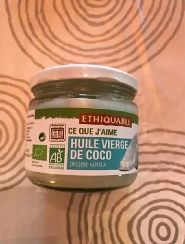 huile vierge de coco origine kerala front packaging