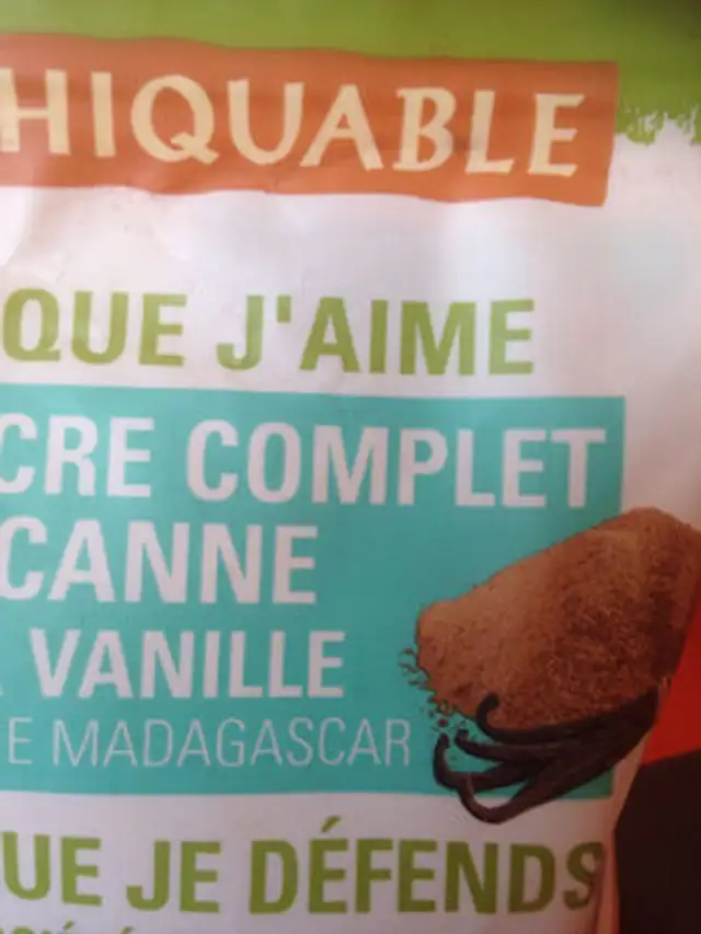 Sucre complet de canne a la vanille nutrition facts table