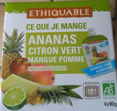 Compote Ananas Citron Vert Mangue Pomme front packaging