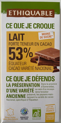 Chocolat lait commerce équitable