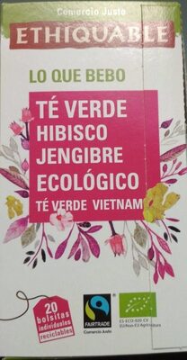 Té verde hibisco jengibre front packaging