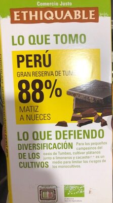 Chocolate negro 88% Perú front packaging