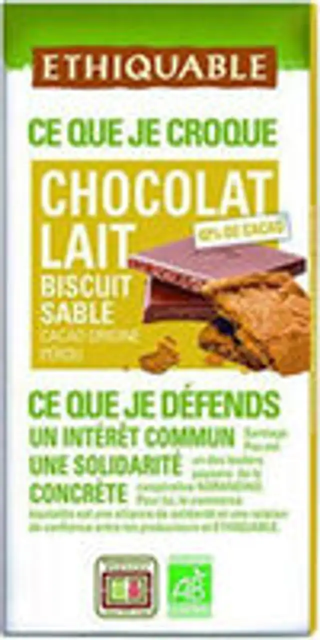 Tablette chocolat lait biscuit sablé