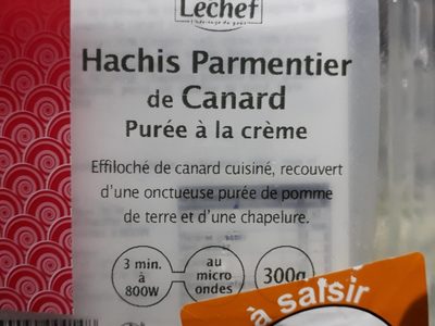 Hachis parmentier de canard Purée à la crème