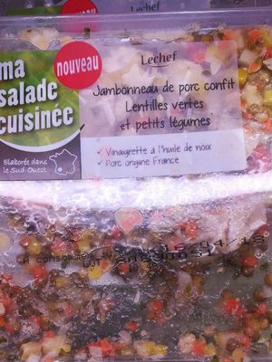 Jambonneau de porc confit Lentilles vertes et petits légumes