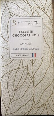 Tablette chocolat noir Amande Sans sucres ajoutés