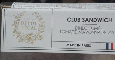 Club sandwich tomate mayonnaise au sate front packaging