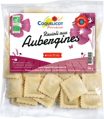 Ravioli aux aubergines front packaging