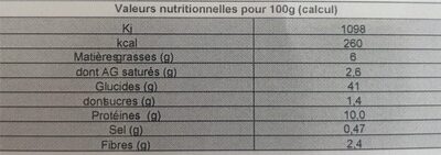 Tortelloni aux 3 fromages nutrition facts table