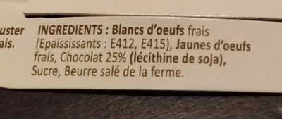 Mousse au chocolat LA FERME DU RUISSEAU ingredients label