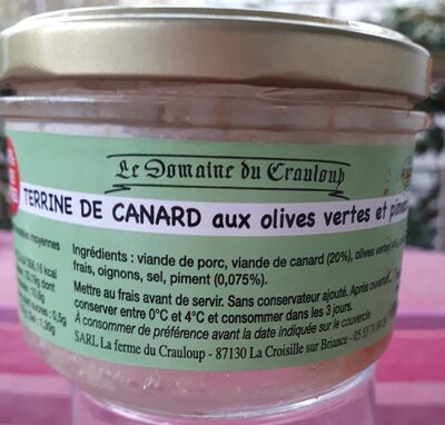 Terrine de canard aux olives vertes et piment