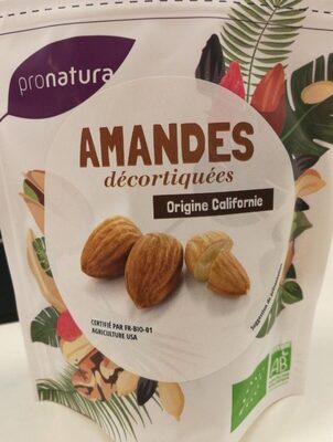 Amandes décortiquées front packaging