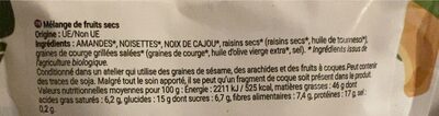 Melange aperitif nutrition facts table