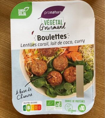 Boulettes lentilles corail lait de coco curry