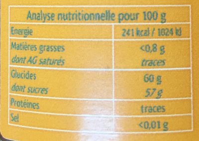 Confiture argousier nutrition facts table