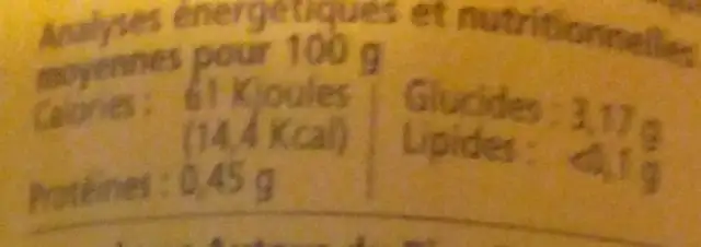 Vinaigre de riz biologique nature nutrition facts table